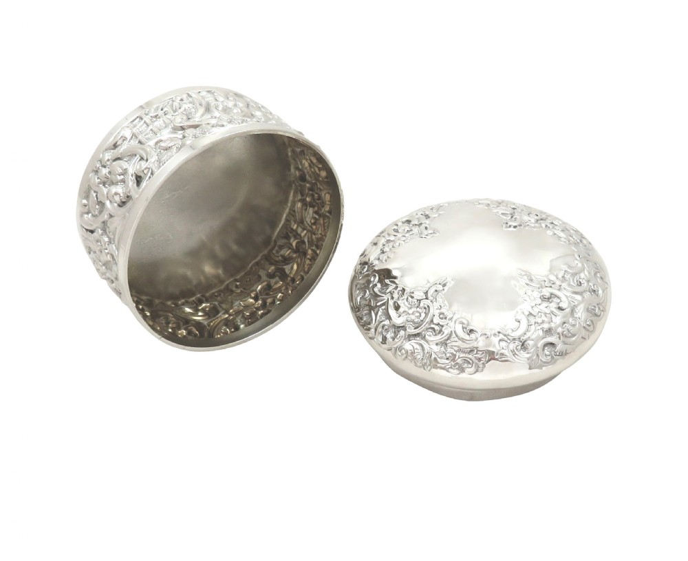 Antique Edwardian Sterling Silver Vanity Pot / Box 1903 View VI
