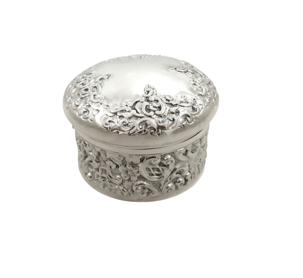 Antique Edwardian Sterling Silver Vanity Pot / Box 1903 View VIII