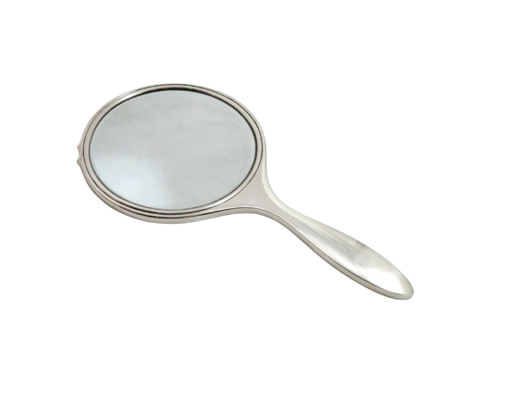 Vintage Art Deco Sterling Silver & Yellow Enamel Hand Mirror 1927 View III