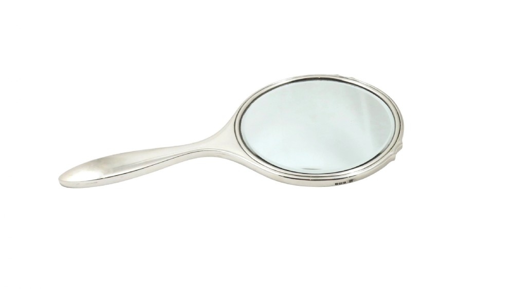 Vintage Art Deco Sterling Silver & Yellow Enamel Hand Mirror 1927 View VI