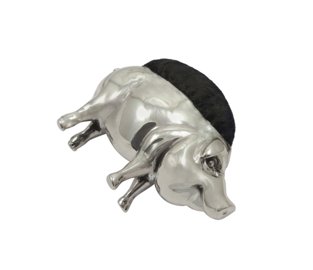 Antique Edwardian Sterling Silver Pig Pin Cushion 1910 View III