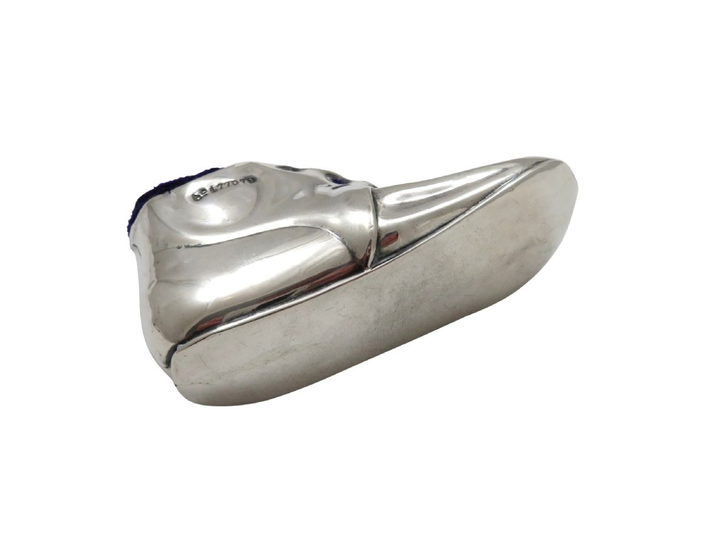 Antique Edwardian Sterling Silver Boot / Shoe Pin Cushion 1906 View IV