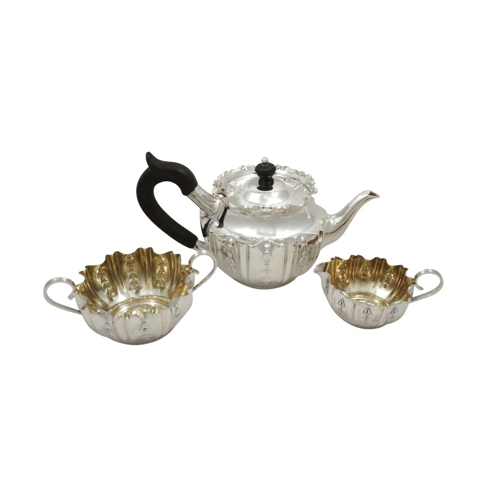 Antique Victorian Sterling Silver Bachelor Teaset 1894
