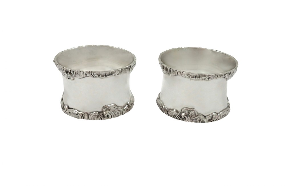 Pair of Antique Victorian Sterling Silver Napkin Rings in Case 1896 View VI