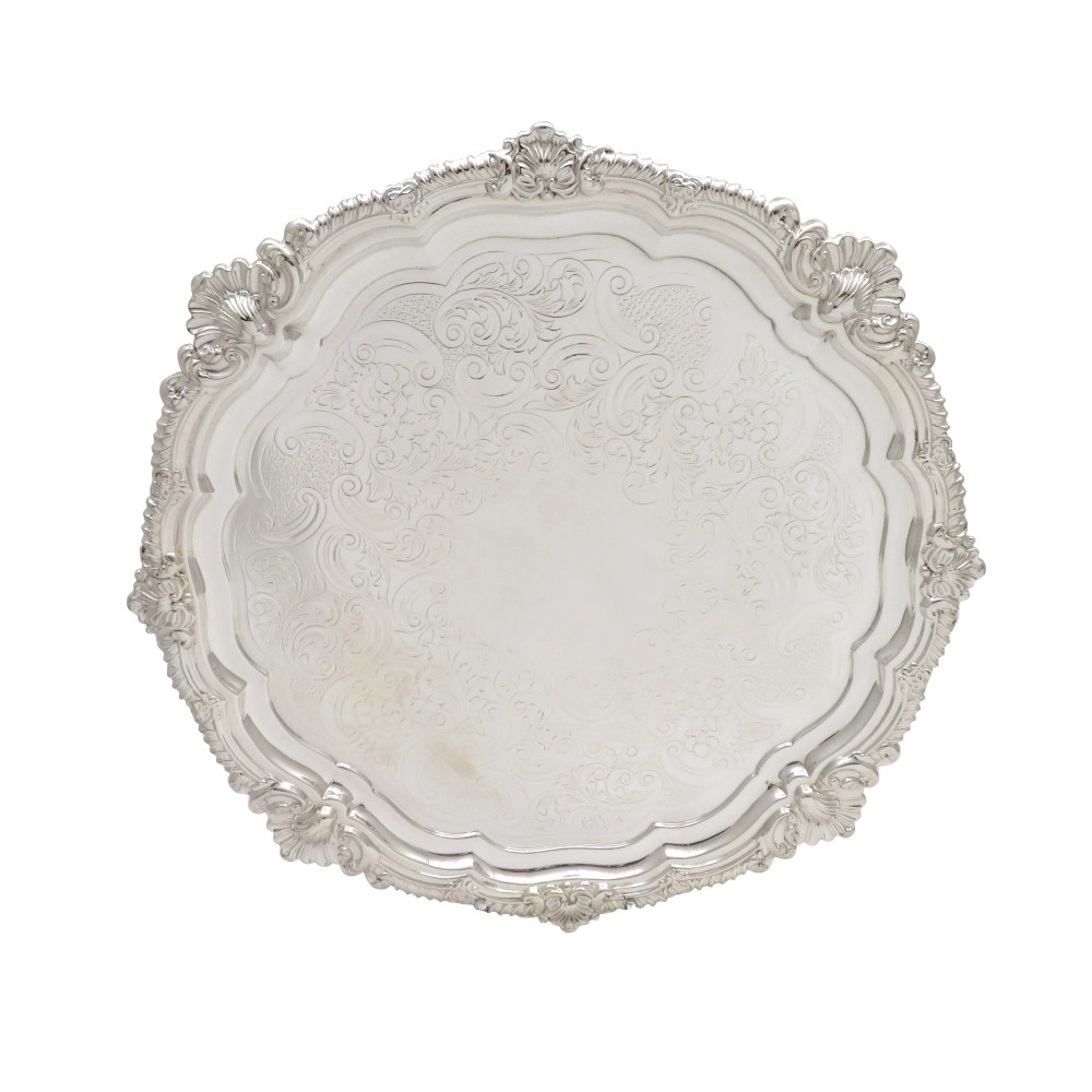 Antique Edwardian Sterling Silver Tray / Salver 1902