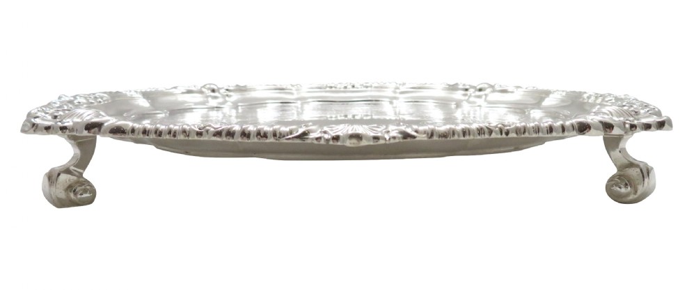 Antique Edwardian Sterling Silver Tray / Salver 1902 View IV
