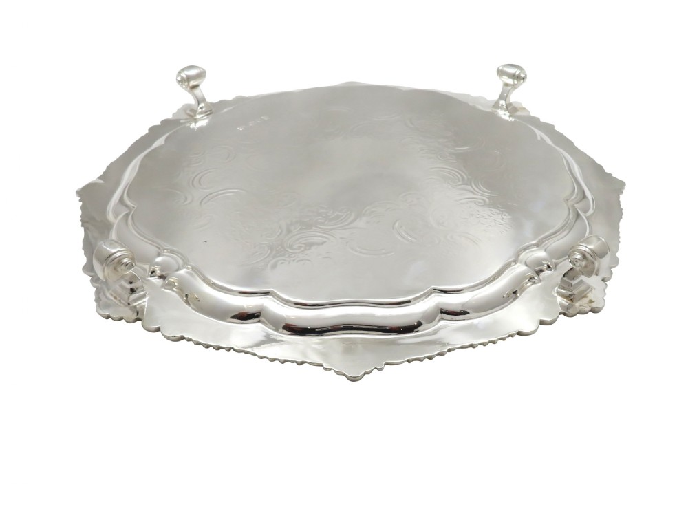 Antique Edwardian Sterling Silver Tray / Salver 1902 View VI