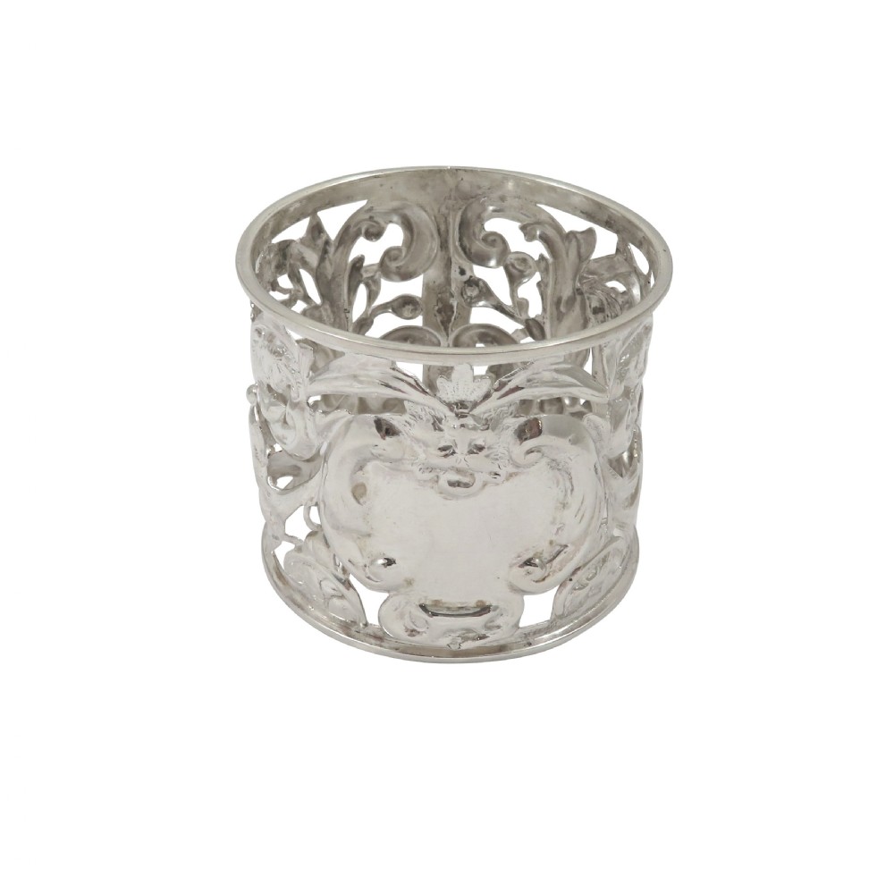 Antique Victorian Sterling Silver 'Birds' Napkin Ring 1896 View II