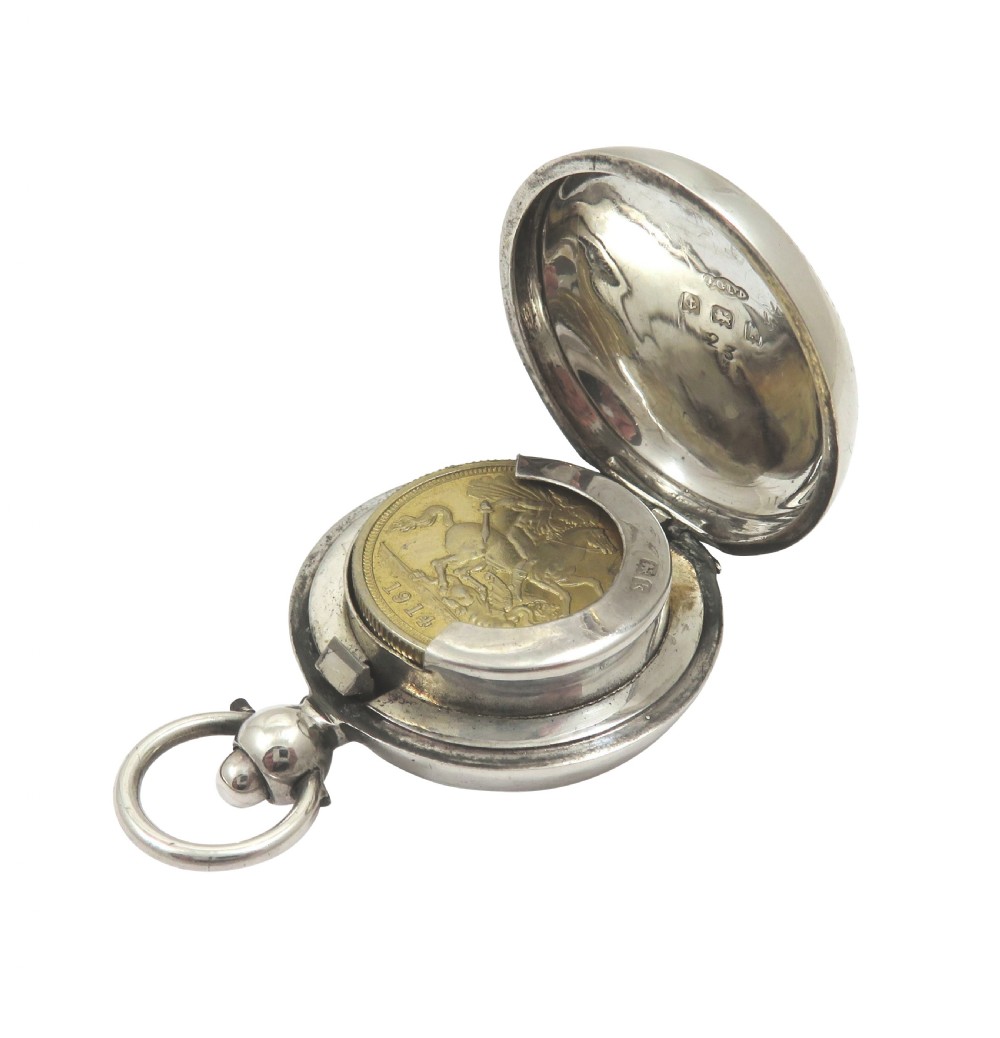 Antique Edwardian Sterling Silver Sovereign Case 1909 View IV