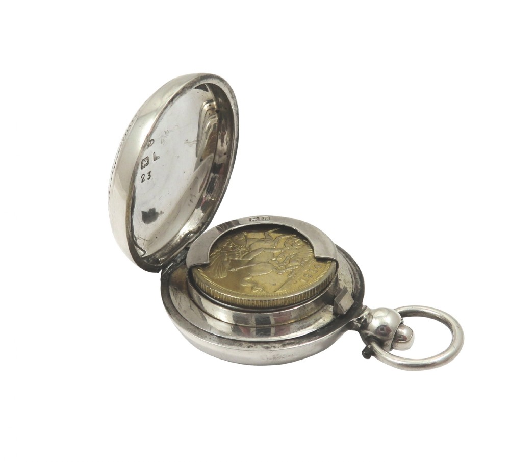 Antique Edwardian Sterling Silver Sovereign Case 1909 View VI