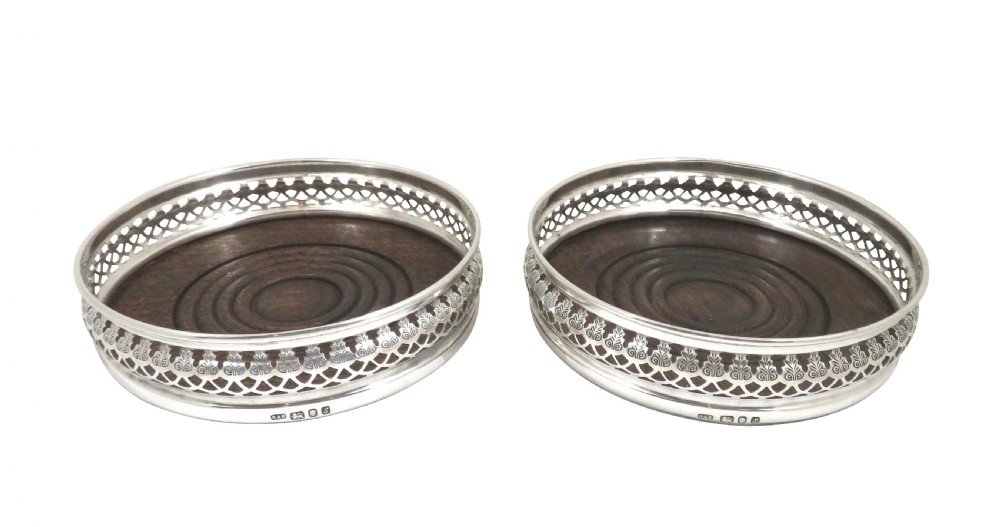 Pair of Vintage Sterling Silver Wine / Champagne Coasters  View II