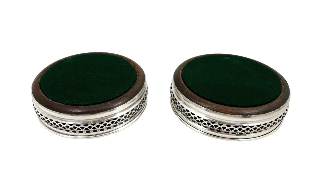 Pair of Vintage Sterling Silver Wine / Champagne Coasters  View V