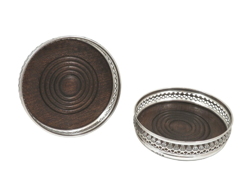 Pair of Vintage Sterling Silver Wine / Champagne Coasters  View VIII