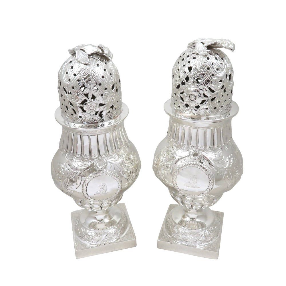 Pair of Antique Edwardian Sterling Silver Sugar Shakers/Casters 1903.1904