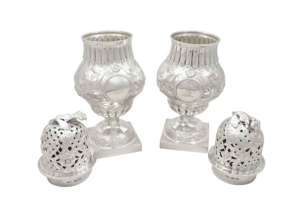 Pair of Antique Edwardian Sterling Silver Sugar Shakers/Casters 1903.1904 View II