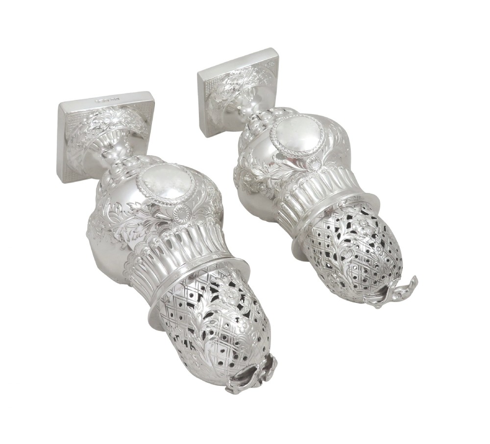 Pair of Antique Edwardian Sterling Silver Sugar Shakers/Casters 1903.1904 View V