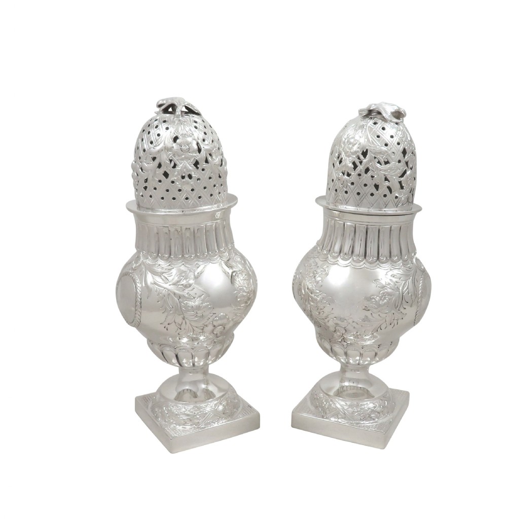 Pair of Antique Edwardian Sterling Silver Sugar Shakers/Casters 1903.1904 View VI