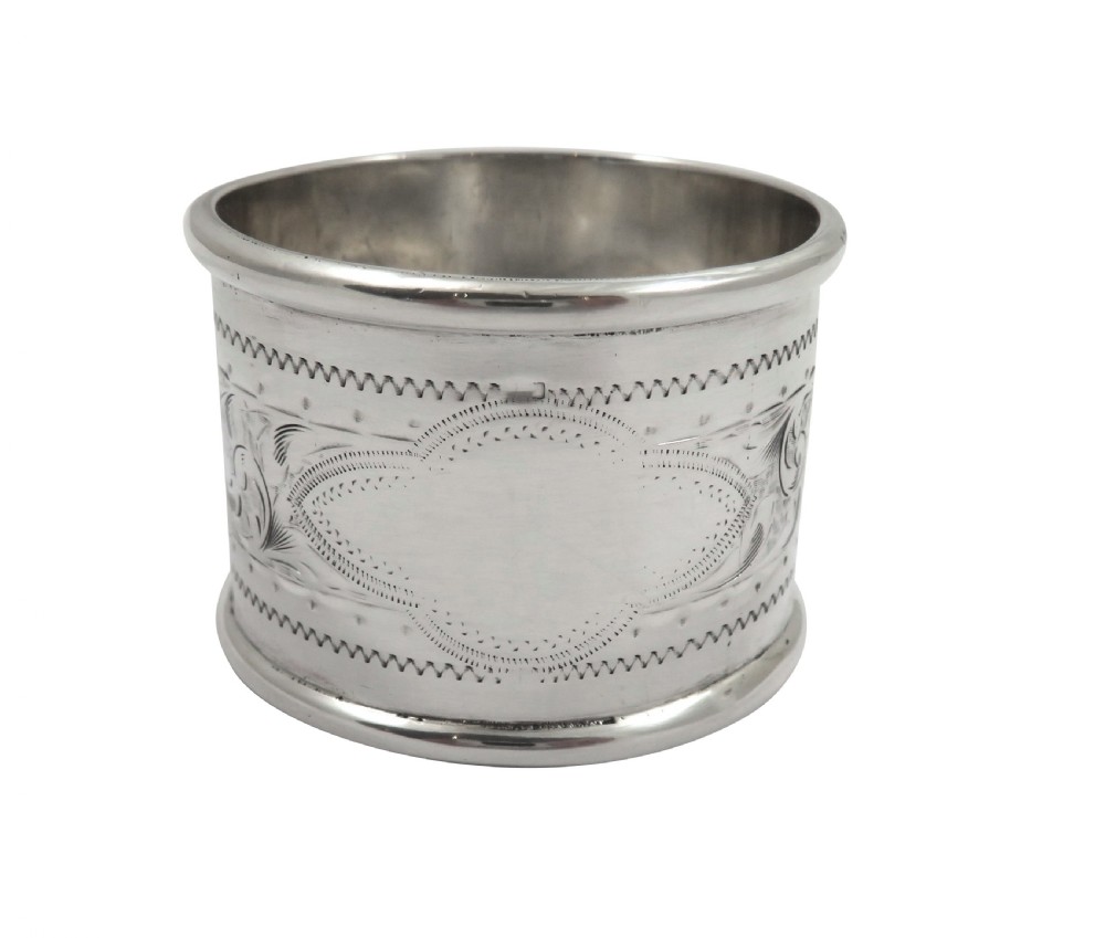 Antique Victorian Sterling Silver Napkin Ring in Case 1900 View II
