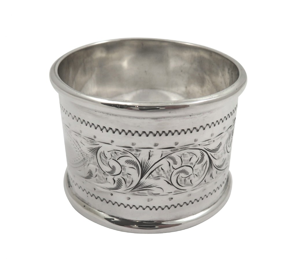 Antique Victorian Sterling Silver Napkin Ring in Case 1900 View VI