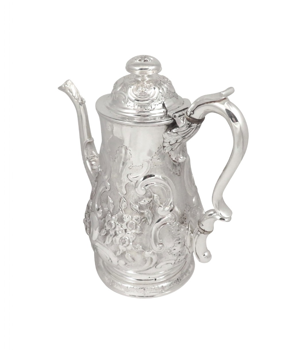 Antique Georgian Sterling Silver Newcastle Coffee Pot - 1740 View V