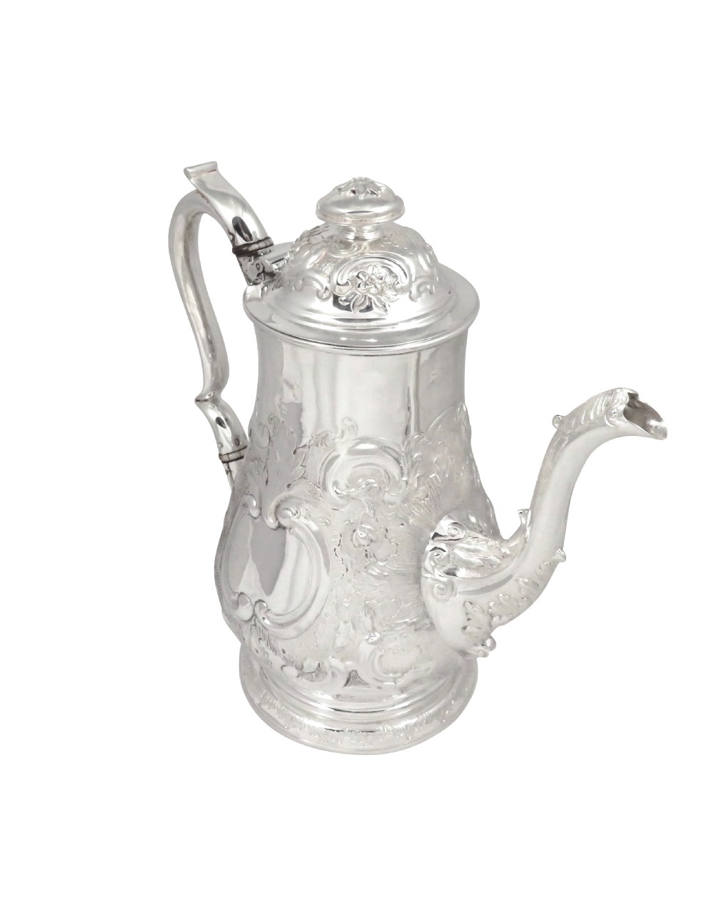 Antique Georgian Sterling Silver Newcastle Coffee Pot - 1740 View VI