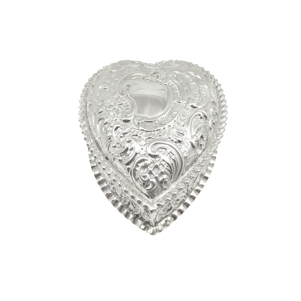 Antique Victorian Sterling Silver Heart Trinket Box 1894