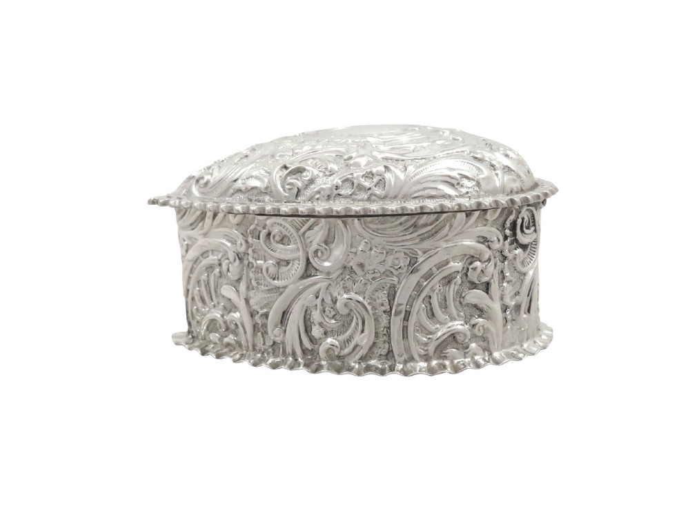 Antique Victorian Sterling Silver Heart Trinket Box 1894 View VI