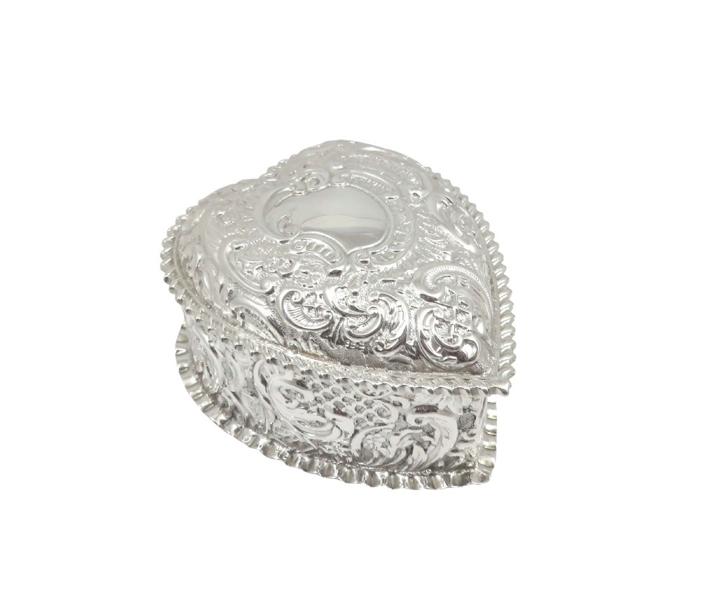 Antique Victorian Sterling Silver Heart Trinket Box 1894 View IX