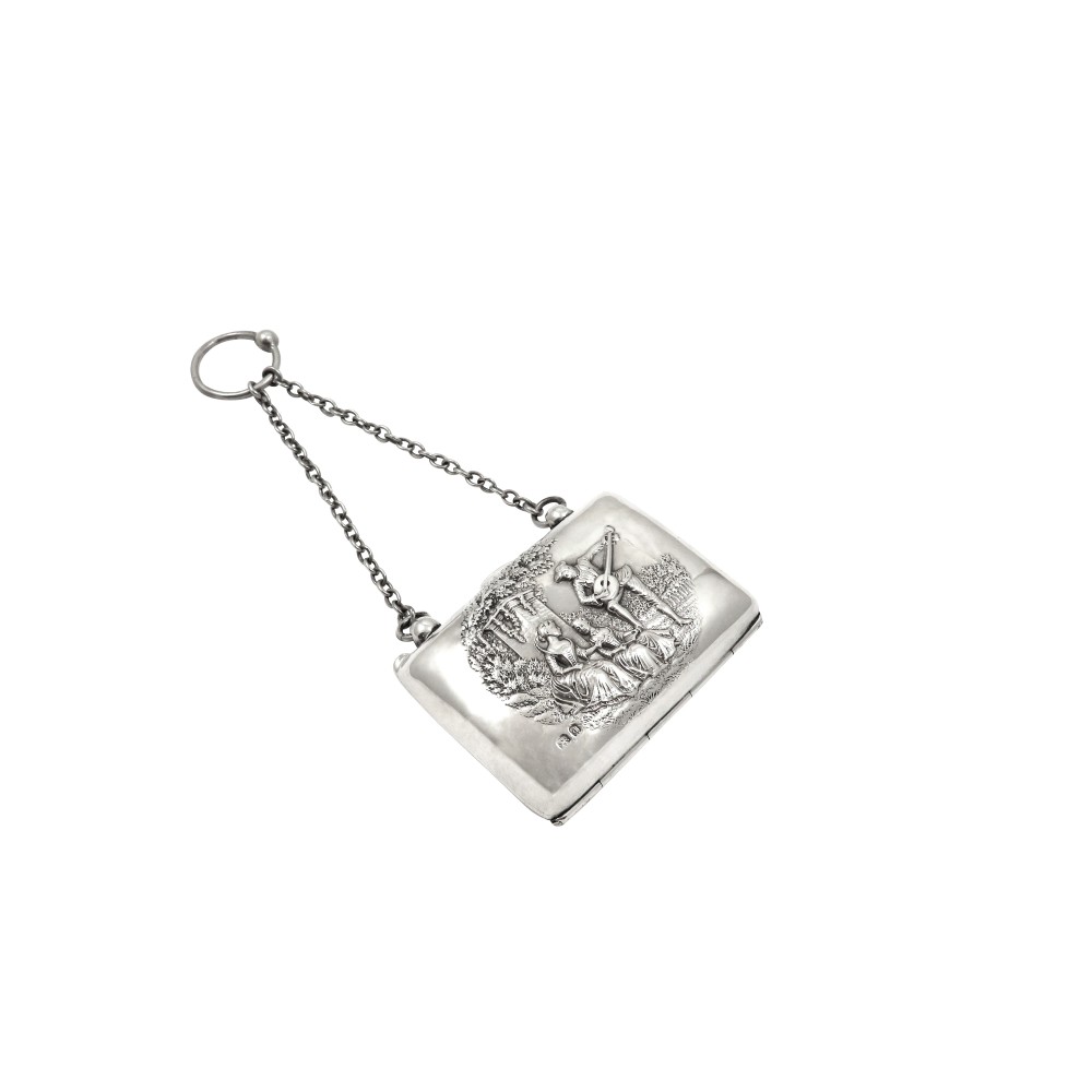 Antique Edwardian Sterling Silver Purse 1903 - The Music Lesson
