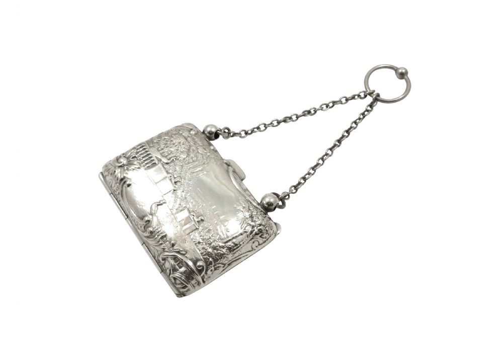 Antique Edwardian Sterling Silver Purse 1903 - The Music Lesson
 View IV