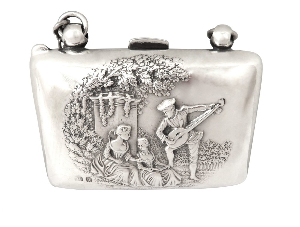Antique Edwardian Sterling Silver Purse 1903 - The Music Lesson
 View VI