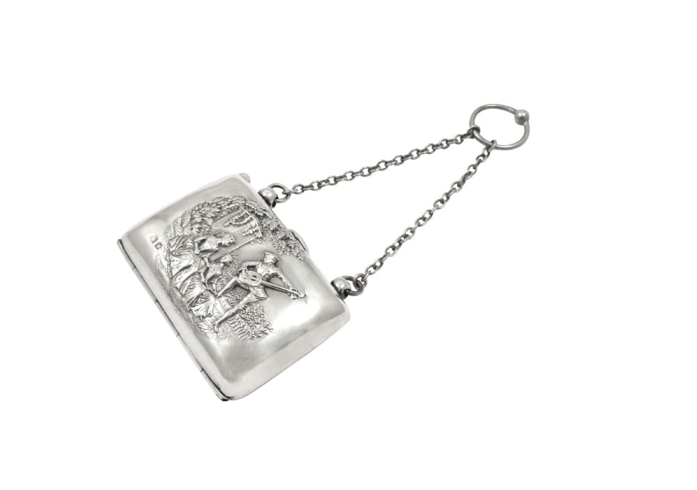 Antique Edwardian Sterling Silver Purse 1903 - The Music Lesson
 View X