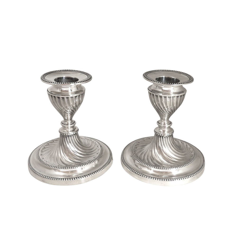 Pair of Antique Victorian Sterling Silver Candlesticks 1899
