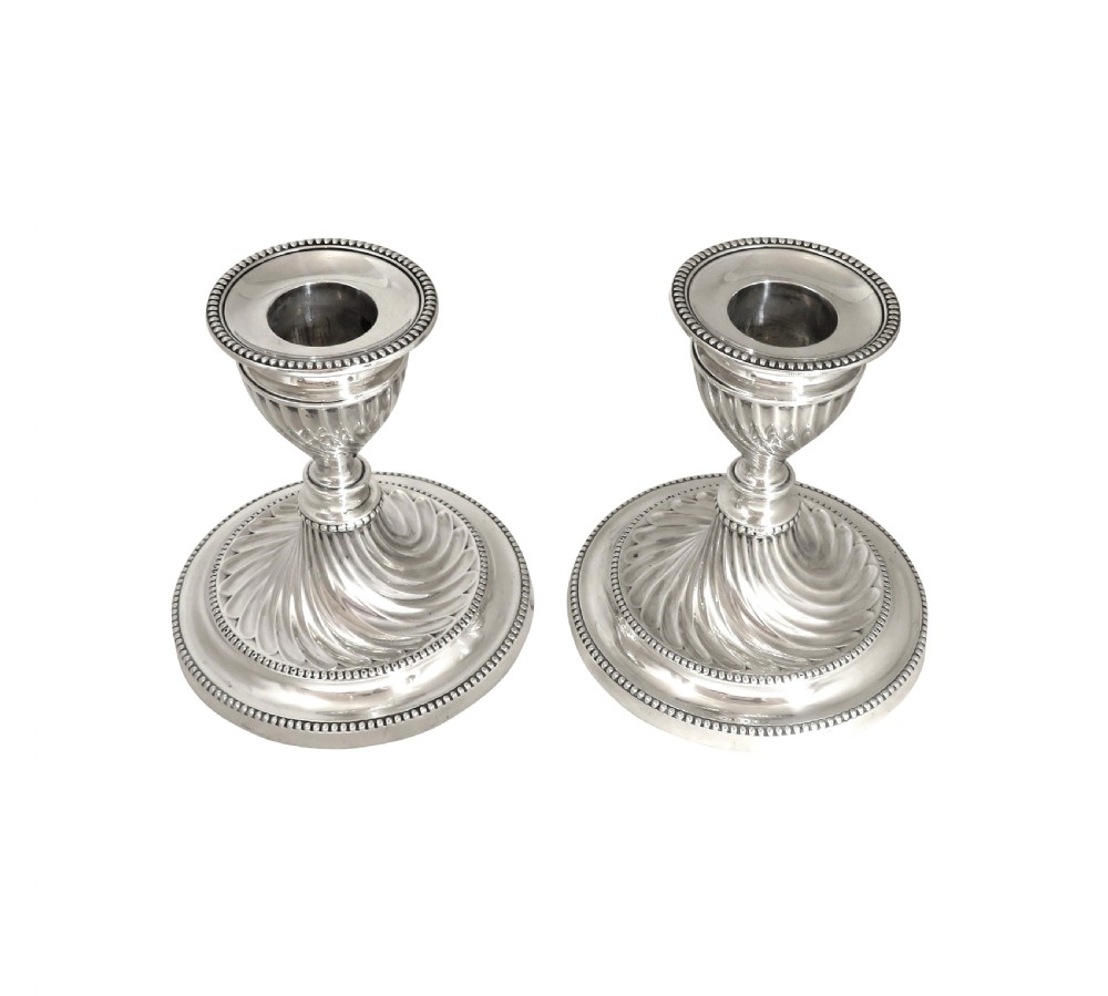 Pair of Antique Victorian Sterling Silver Candlesticks 1899 View IV