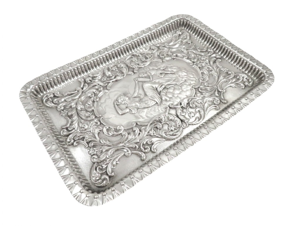 Antique Victorian Sterling Silver Dressing Tray 1899 View V