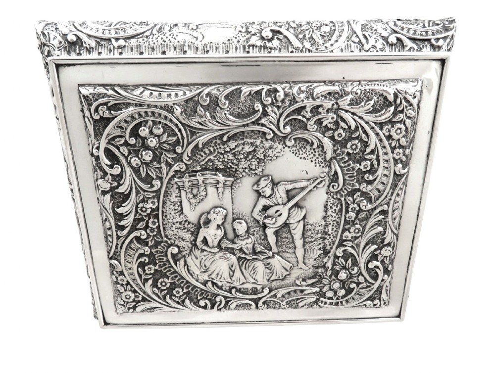 Large Antique Edwardian Sterling Silver Jewellery / Trinket Box 1901 View II