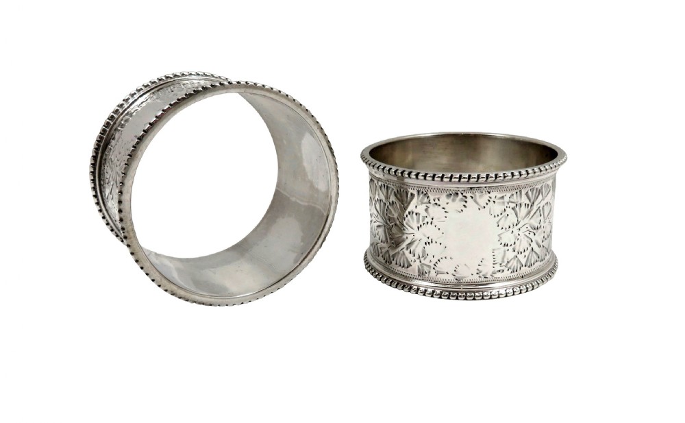 Pair of Antique Sterling Silver Napkin Rings in Case 1918 / 1921 View II