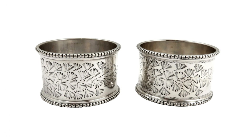 Pair of Antique Sterling Silver Napkin Rings in Case 1918 / 1921 View III