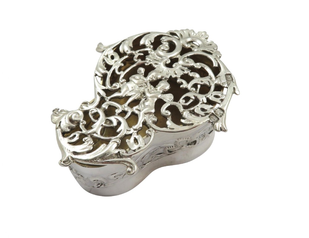 Antique Edwardian Sterling Silver Pierced Lid Trinket Box 1901 View IX