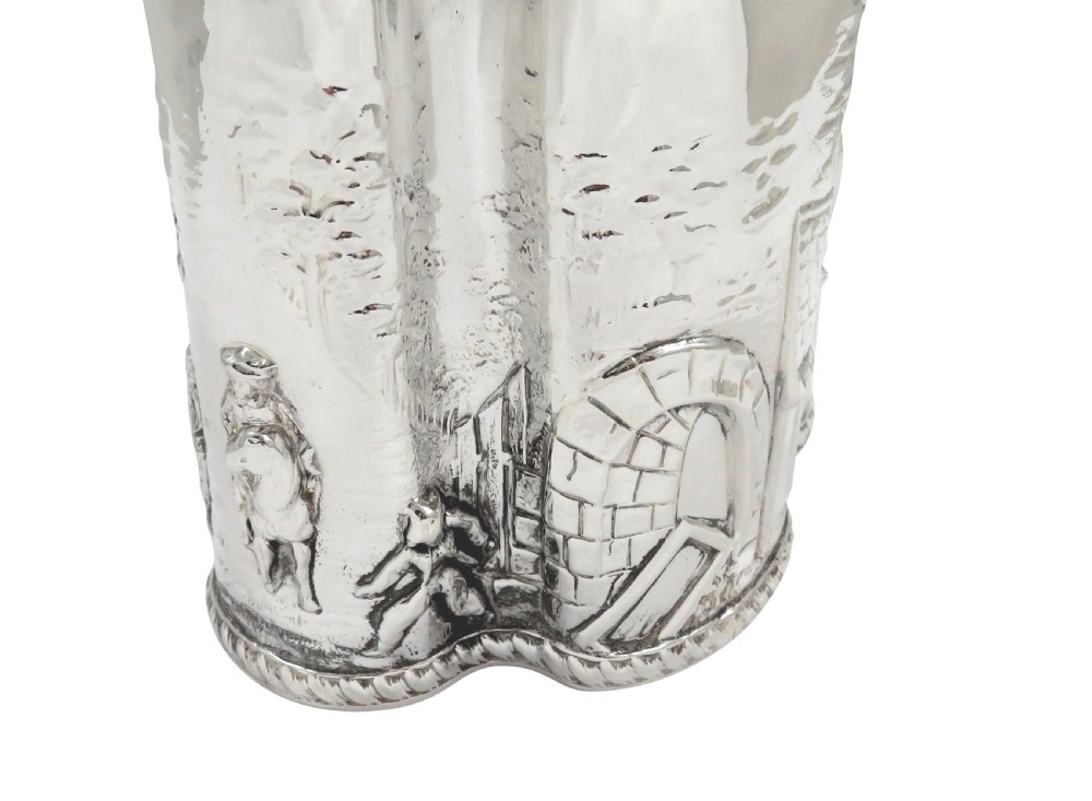 Antique Victorian Sterling Silver Caddy with Village Scene 1899 View VIII