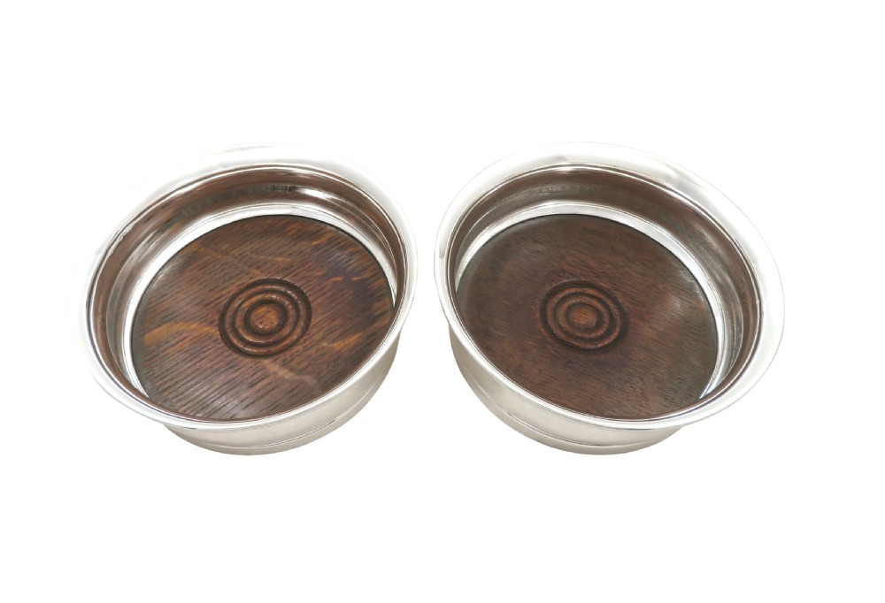 Pair of Antique Sterling Silver Wine / Bottle Coasters 1932 View IV