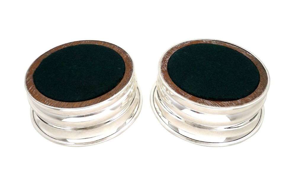 Pair of Antique Sterling Silver Wine / Bottle Coasters 1932 View V