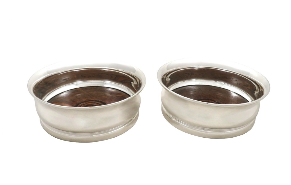 Pair of Antique Sterling Silver Wine / Bottle Coasters 1932 View VI
