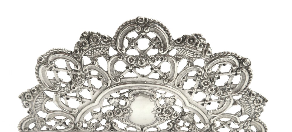 Antique German Silver Pierced Letter Rack c1920 View III