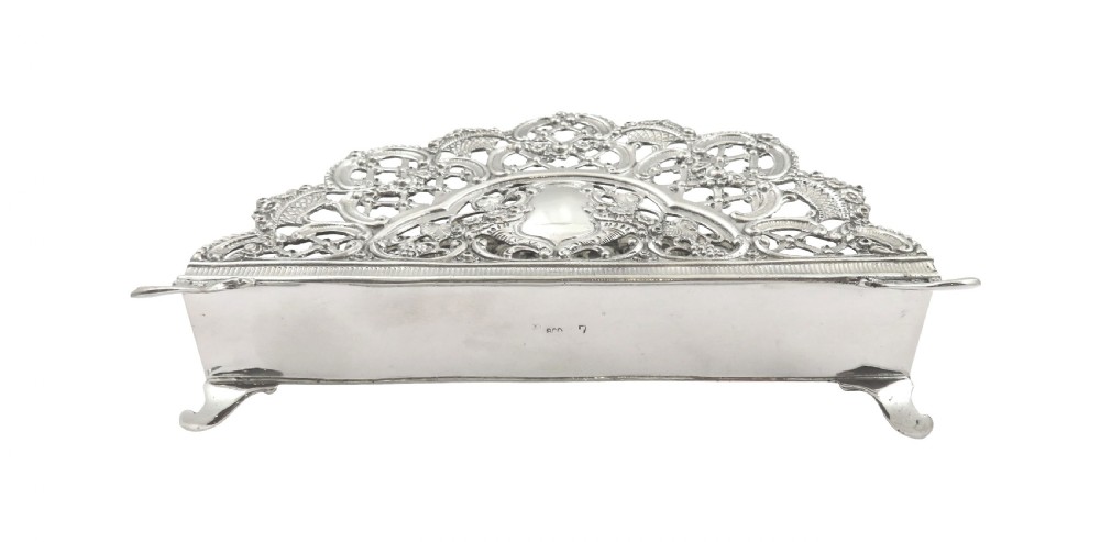 Antique German Silver Pierced Letter Rack c1920 View VII