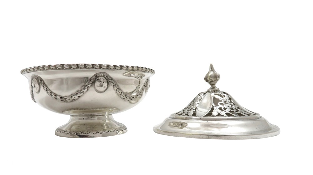 Antique Edwardian Sterling Silver Pierced Lid Pot /Box 1909 View VII