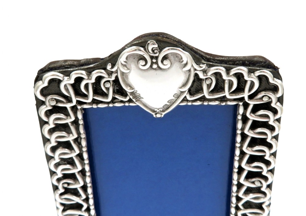Antique Victorian Sterling Silver 'Heart' Photo Frame 1898 View VI