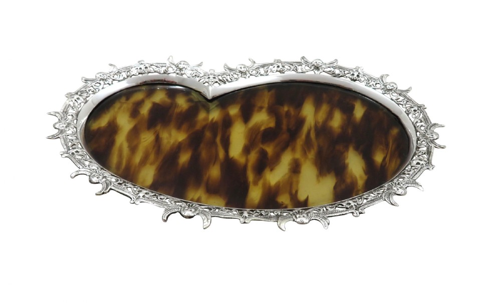 Antique Sterling Silver & Tortoiseshell Dish / Pin Tray 1891 View III