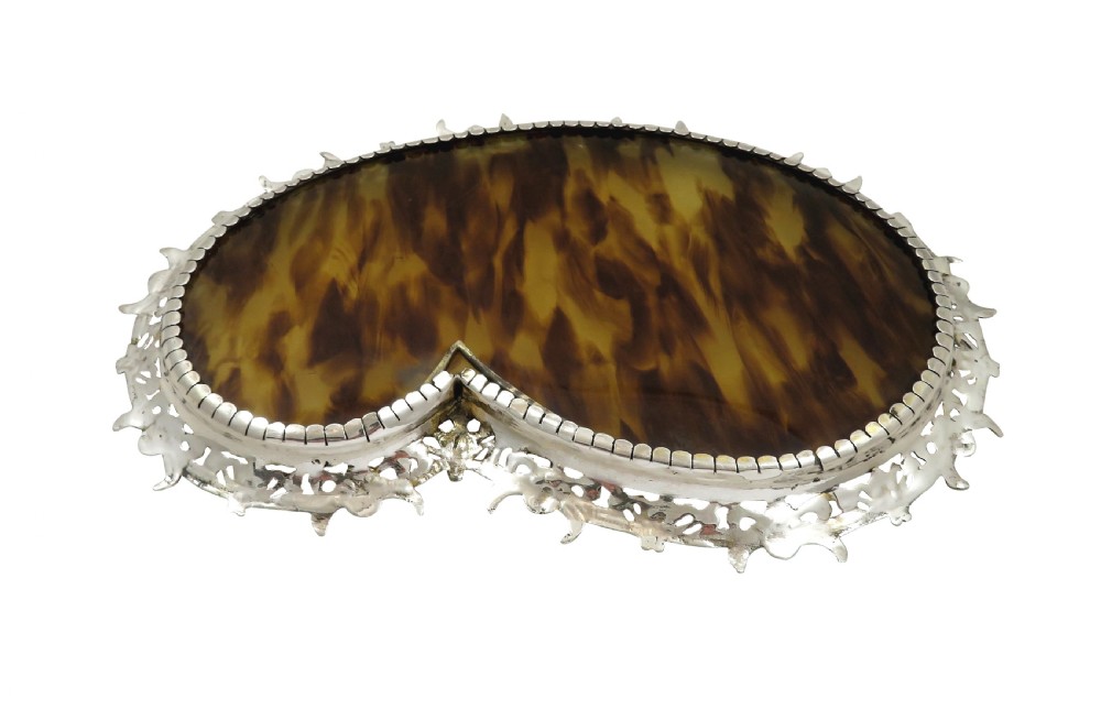 Antique Sterling Silver & Tortoiseshell Dish / Pin Tray 1891 View V