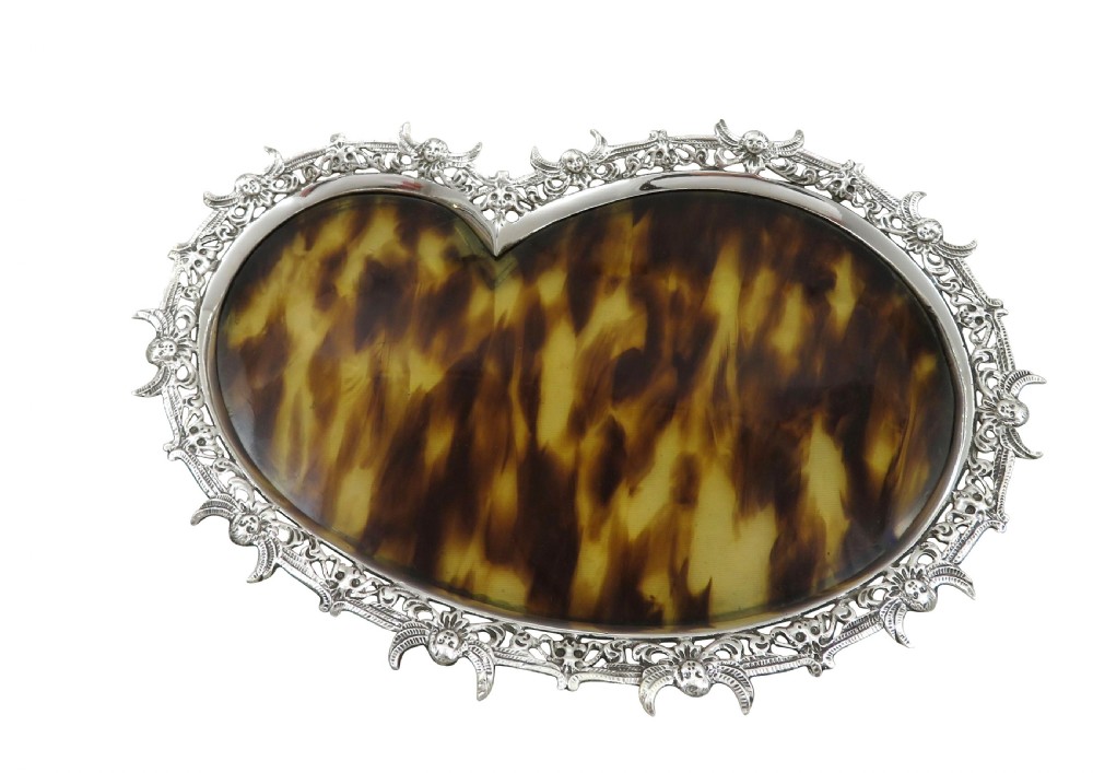 Antique Sterling Silver & Tortoiseshell Dish / Pin Tray 1891 View IX